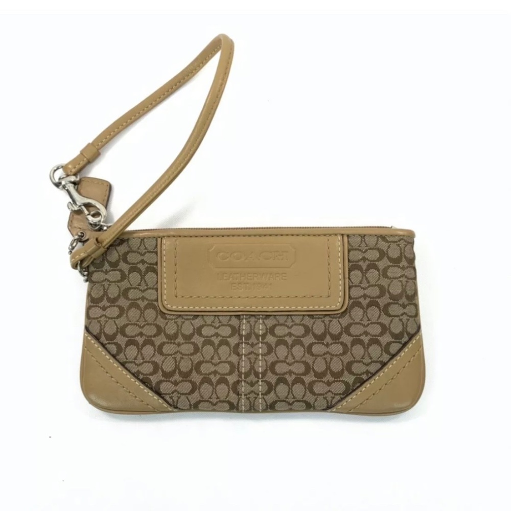 Vintage Coach Soho Signature Small Wristlet Leather Canvas Logo Est.1941